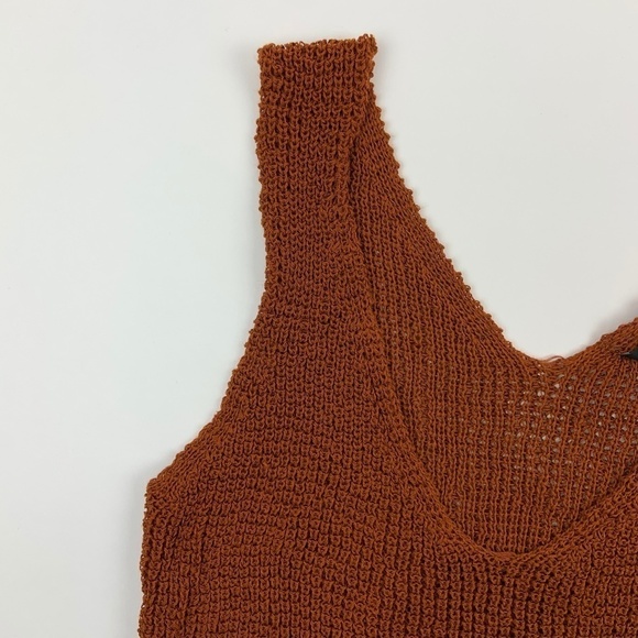 Forever 21 Tank Top Womens Small V Neck Knitted Orange - Picture 4 of 6